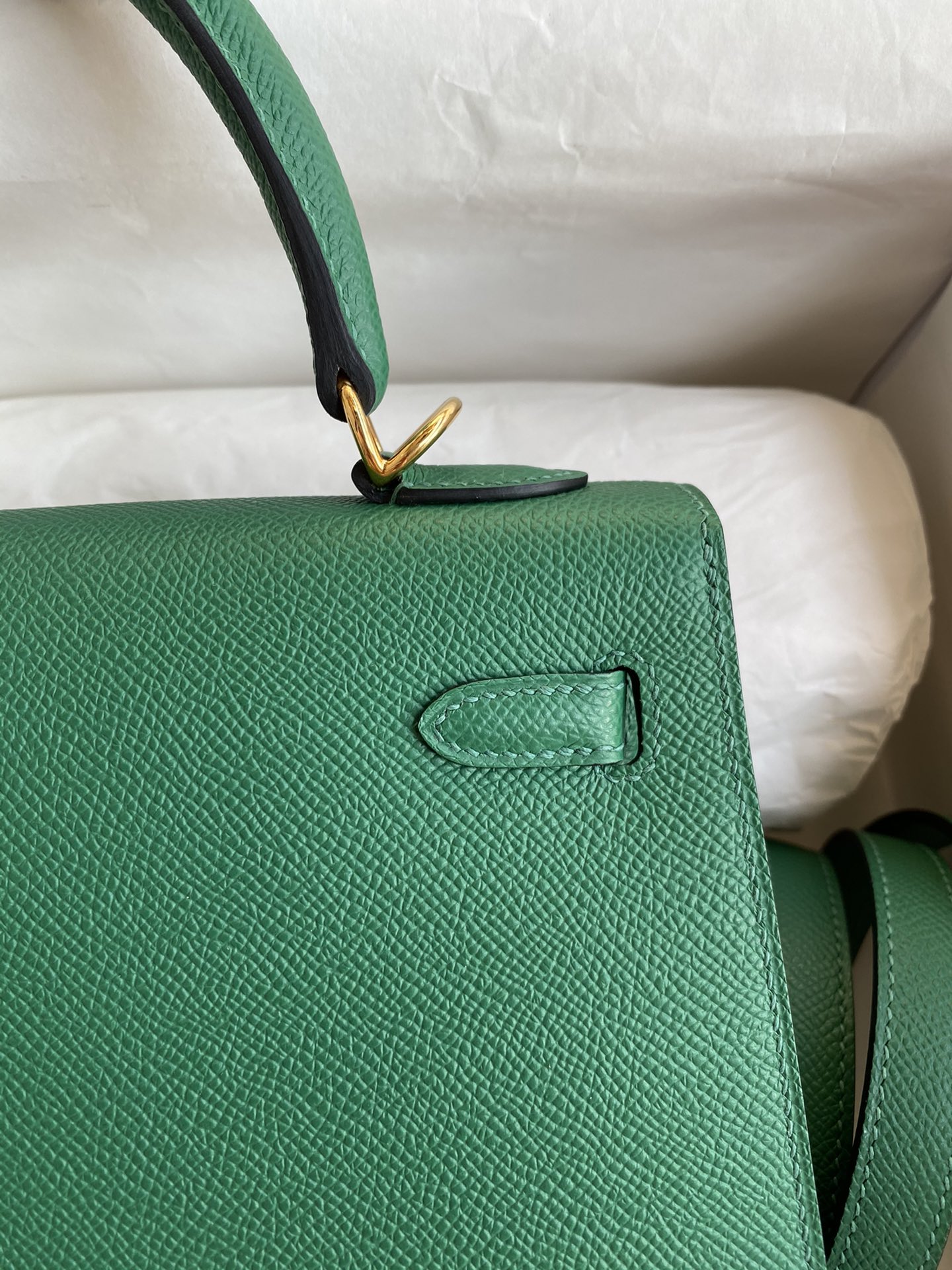 Hermes Kelly 25cm Handbag Shoulder Bag in Vert Vertigo Epsom Leather